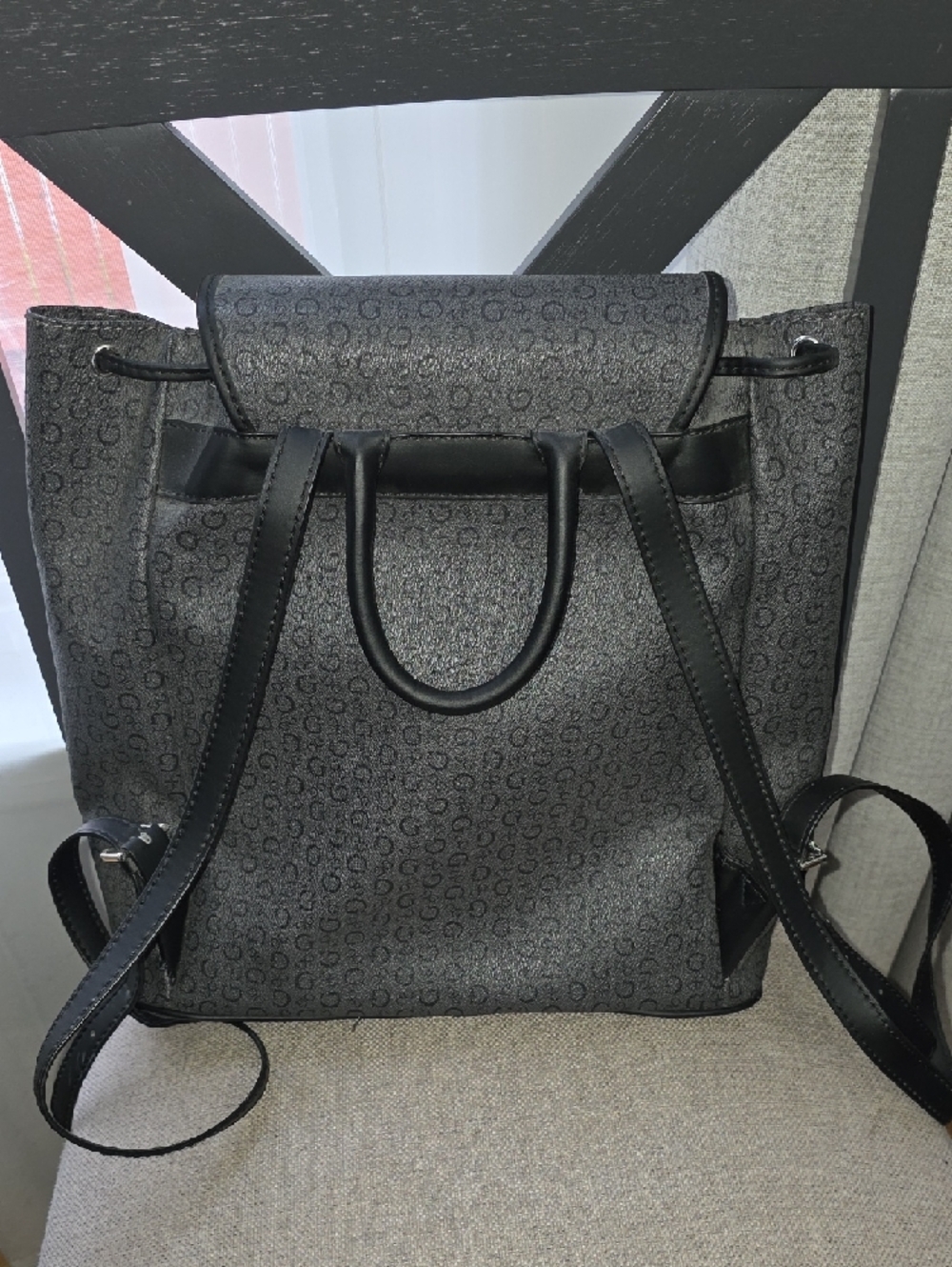 GUESS Black Monogram Drawstring Backpack - Picture 7 of 14